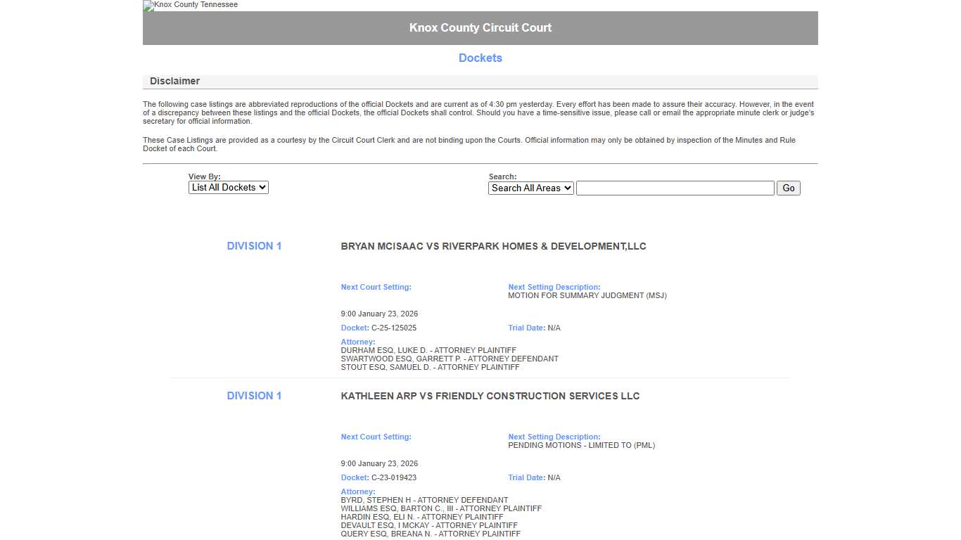 Applications - Courts - Knox County Tennessee