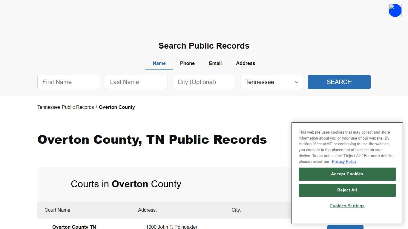 Overton County, TN Public Court, Arrest and Inmate Records - ThePublicIndex